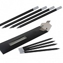 Seturi de 4 creioane promotionale negre din lemn de calitate superioara - R73790