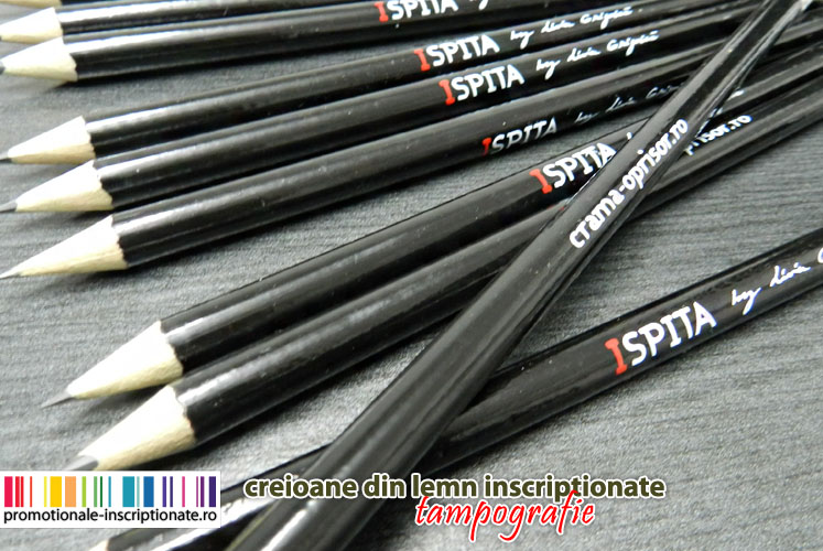 Creioane din lemn personalizate prin tampografie