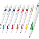Pixuri promotionale albe din plastic cu elemente colorate - 12458