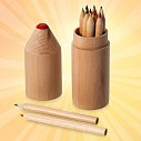 Cutii cilindrice din lemn cu 12 creioane promotionale colorate - 10602100
