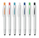 Pixuri promotionale albe din ABS cu varf touch pen si accesorii colorate - MO9200