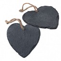 Decoratiuni promotionale de Craciun din ardezie cu forma e inima si agatatoare textila - MO9359