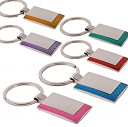 Brelocuri promotionale metalice cu forma dreptunghiulara si element colorat - 14903