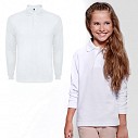 Tricouri polo promotionale albe pentru copii, cu maneci lungi - Carpe Child 5008