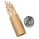 Seturi de 12 creioane promotionale colorate in cutie cu ascutitoare incorporata - 07808