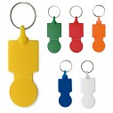 Brelocuri din plastic colorate cu moneda incorporata si inel metalic pentru chei - 95018