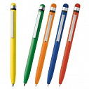 Pixuri promotionale colorate din plastic cu varf touch pen si clips metalic subtire - 0459