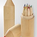 Cutii din lemn cu 12 creioane colorate pentru desen - S26406
