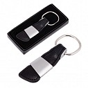 Brelocuri promotionale pentru chei din piele naturala cu inel metalic argintiu - R73154