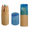 Seturi de 12 creioane promotionale colorate in cutie cu ascutitoare incorporata - R73784