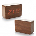 Ceasuri promotionale de birou din lemn si plastic cu calendar si termometru - 03079
