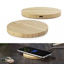 Incarcatoare wireless promotionale din lemn de bambus cu forma rotunda - 09115