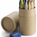 Seturi cu 6 creioane colorate si 6 culori cerate in cutie cilindrica - 2785