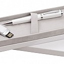 Seturi de brelocuri cu stickuri USB si pixuri albe Cacharel - CPBU161