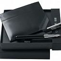Seturi de stilouri metalice cu portofele negre din piele Cerruti - NPCP413