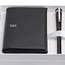 Seturi de portofele Nina Ricci din piele neagra si pixuri metalice cu capac - RPRW219