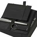 Seturi de portcarduri cu stickuri USB si pixuri metalice argintii - Cerruti NPCRU308