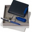 Seturi de stickuri USB, portofele din piele si pixuri albastre Cacharel - CPBMU406