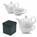Seturi de ceai din ceramica cu ceainic si cana alba - Tea time MO7343