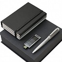 Seturi de 3 carnetele cu stickuri USB si pixuri metalice Cerruti - NPBNU159