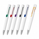 Pixuri promotionale din plastic alb cu elemente colorate - 12425 Pixuri promotionale din plastic alb cu elemente colorate - 12425