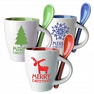 Cesti de cafea cu lingurita ceramica si design de Craciun - AP718023 Cesti de cafea cu lingurita ceramica si design de Craciun - AP718023