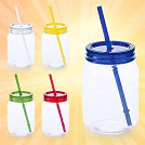 Pahare promotionale din plastic de 600 ml cu capac colorat si pai asortat - AP741813 Pahare promotionale din plastic de 600 ml cu capac colorat si pai asortat - AP741813