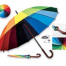 Umbrela multicolora automata, cu 16 panele si maner curb din lemn - 31140 Umbrela multicolora automata, cu 16 panele si maner curb din lemn - 31140