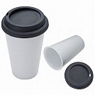 Cani ceramice promotionale cu capacitate de 300 ml cu capac din silicon - 67789 Cani ceramice promotionale cu capacitate de 300 ml cu capac din silicon - 67789