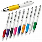 Pixuri albe din plastic cu grip cauciucat colorat si design clasic - Digit 12585 Pixuri albe din plastic cu grip cauciucat colorat si design clasic - Digit 12585