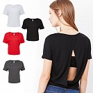 Tricouri de dama cu sapate decupat si guler rotund - 15306 Tricouri de dama cu sapate decupat si guler rotund - 15306