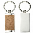 Brelocuri promotionale metalice cu element din lemn - V0635 Brelocuri promotionale metalice cu element din lemn - V0635