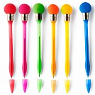 Pixuri promotionale cu corp colorat din plastic si capat cu forma de bec - V1006 Pixuri promotionale cu corp colorat din plastic si capat cu forma de bec - V1006