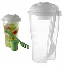 Pahare promotionale de salata cu furculita si recipient pentru sosuri - V8419 Pahare promotionale de salata cu furculita si recipient pentru sosuri - V8419