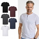 Tricouri barbatesti din bumbac cu maneci scurte si guler rotund cu nasturi - F16800 Tricouri barbatesti din bumbac cu maneci scurte si guler rotund cu nasturi - F16800