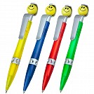 Pixuri promotionale cu cap rotativ Smiley Face si agatatoare lata - R73388 Pixuri promotionale cu cap rotativ Smiley Face si agatatoare lata - R73388