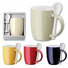 Cani promotionale fabricate din ceramica cu lingurite albe - 04199 Cani promotionale fabricate din ceramica cu lingurite albe - 04199
