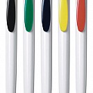 Pixuri promotionale din plastic cu corp alb si agatatoare colorata - 2251 Pixuri promotionale din plastic cu corp alb si agatatoare colorata - 2251