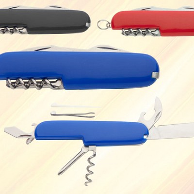 Briceag din otel inoxidabil cu maner colorat din plastic - AP731390 briceaguri multifunctionale AP731390