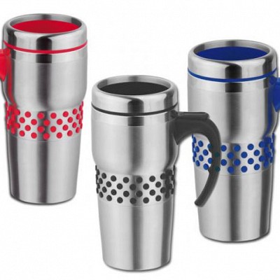 Cana termoizolanta cu maner colorat din plastic - 54117 cani termos de 400 ml 54117