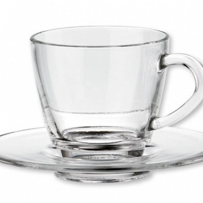 Ceasca de 200 ml cu farfurioara - 04368 cesti cu farfurii din sticla transparenta 04368