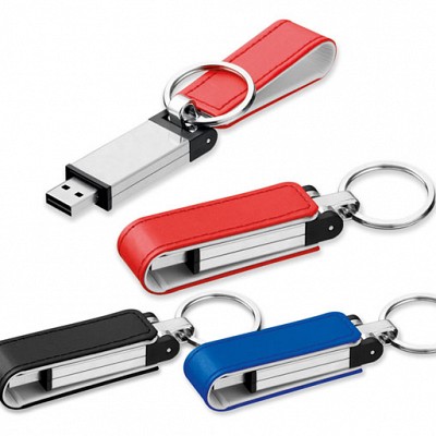 Stick USB cu protectie din imitatie de piele si breloc - 45218 stick uri USB din metal si imitatie de piele 45218