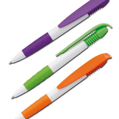 Pix din plastic cu grip si agatatoare colorata - 12891 pixuri promotionale din plastic cu elemente colorate 12891