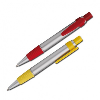 Pix din plastic cu lanyard asortat - 12409 pixuri promotionale cu grip si agatatoare colorata 12409