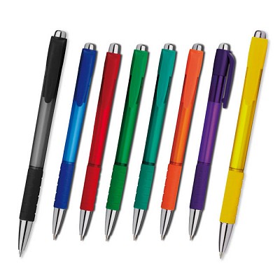 Pix din plastic colorat cu grip negru cauciucat - 13916 pixuri promotionale colorate cu grip cauciucat 13916