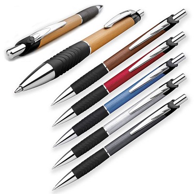 Pix metalic cu finisari mate si grip negru cauciucat - 12504 pixuri metalice cu grip negru cauciucat 12504