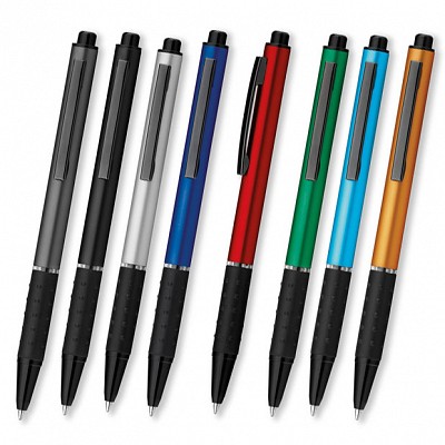 Pix metalic colorat cu grip negru cauciucat - 12510 pixuri metalice din cu grip cauciucat 12510