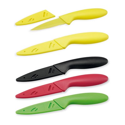 Cutit colorat cu lama din otel inoxidabil si teaca din plastic - 82453 cutite promotionale de bucatarie cu protectie din plastic 82453