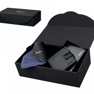 Set de cravata cu portofel din piele naturala - 99124 set de cadou cu cravata si portofel 99124