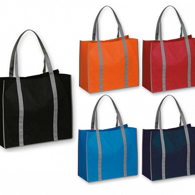 Sacosa bicolora de cumparaturi cu burduf de 20 cm - 34015 sacose promotionale de cumparaturi 34015